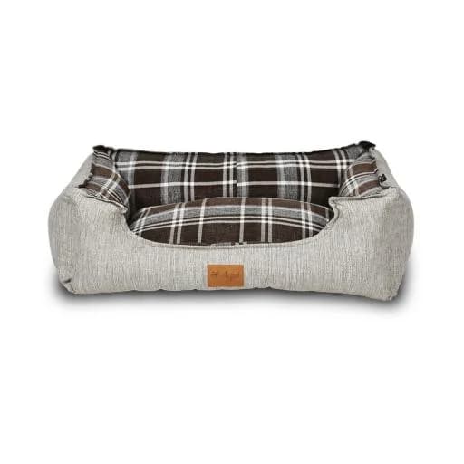 Agui Cama Retangular Scotland, Xadrez Bege/Liso