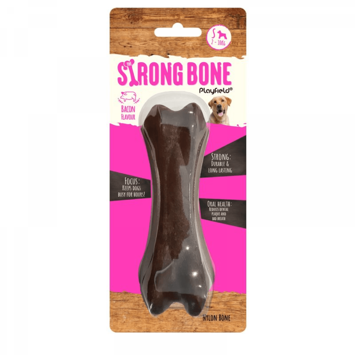 Playfield Brinquedo Cão Osso Strong Bone Bacon Pequeno