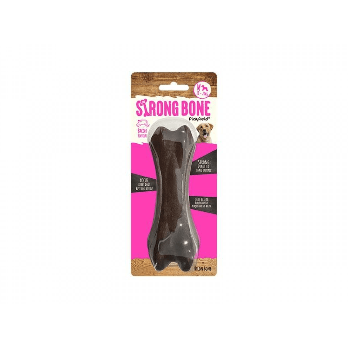 Playfield Brinquedo Cão Osso Strong Bone Bacon Médio
