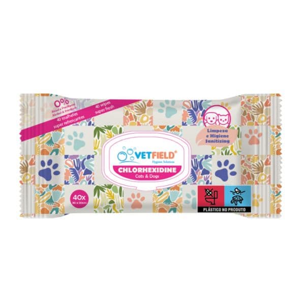 VetField Toalhitas Clorexidina 40 Toalhitas