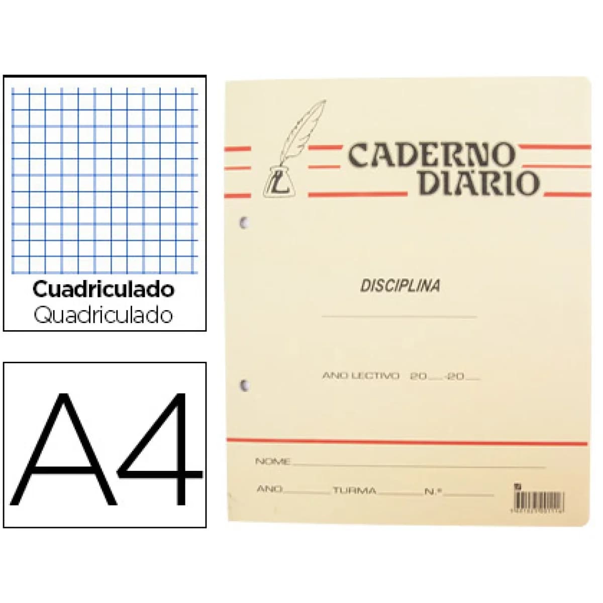 Caderno Diário Pena B5 Quadriculado
