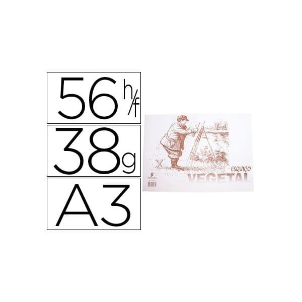 Bloco de Papel Vegetal Esquisso A3 38g 56 Fls