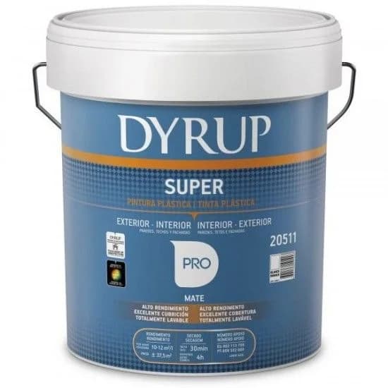 Tinta plástica Mate Dyrup Super 15L branco refª 20511 Dyrup - 20511-800_15L - Ferramentaspro.pt