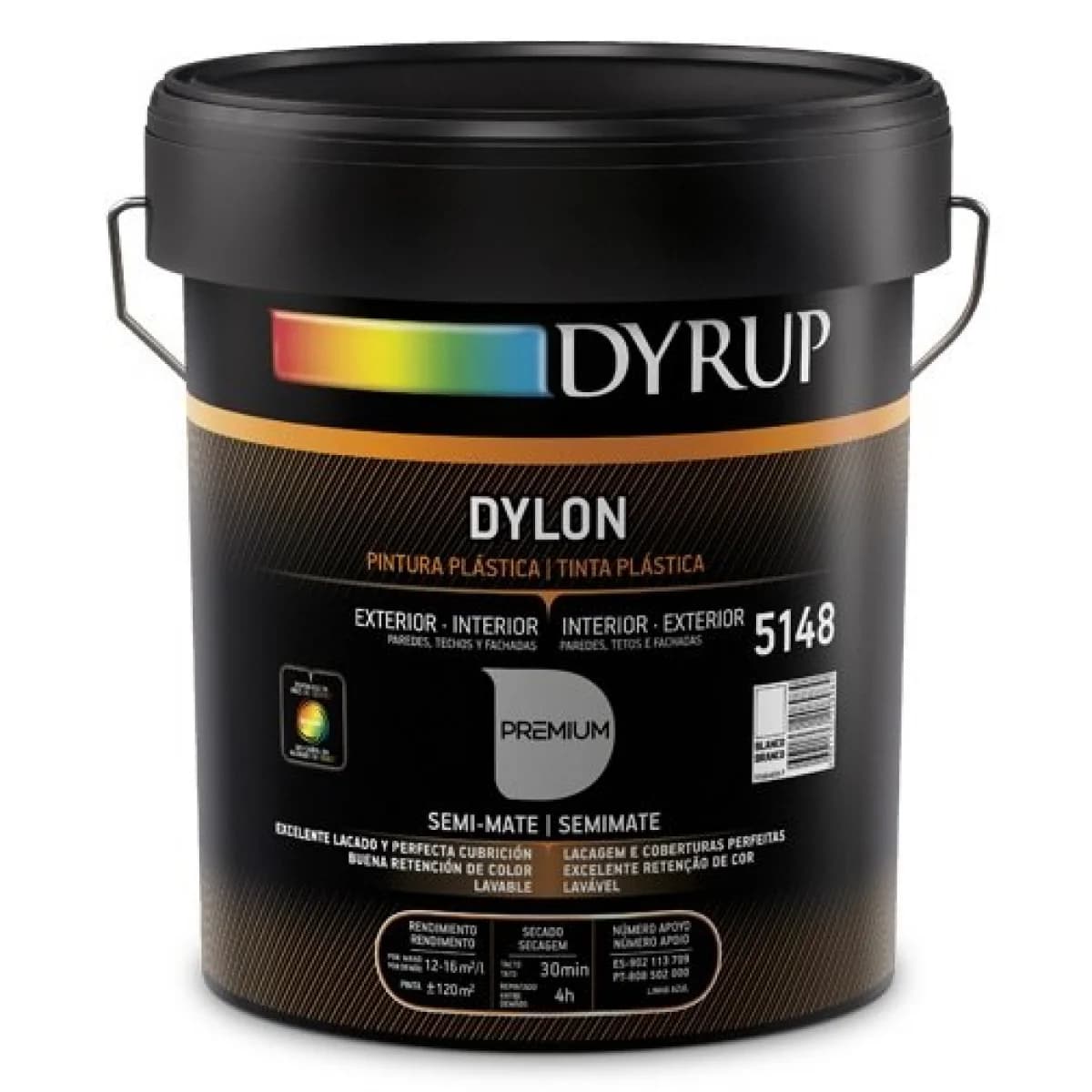 TINTA DYLON PRETO SEMI-MATE 5L REF 5148-895 DYRUP - 5148-895_5L - Ferramentaspro.pt