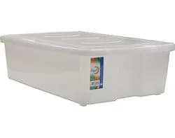 caixa de arrumação com tampa e rodas fapil transparente 30l 60x40x18cm