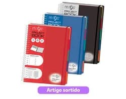 caderno projetos a4 pautado e quadriculado mitos com elástico e 5 separadores cores sortidas