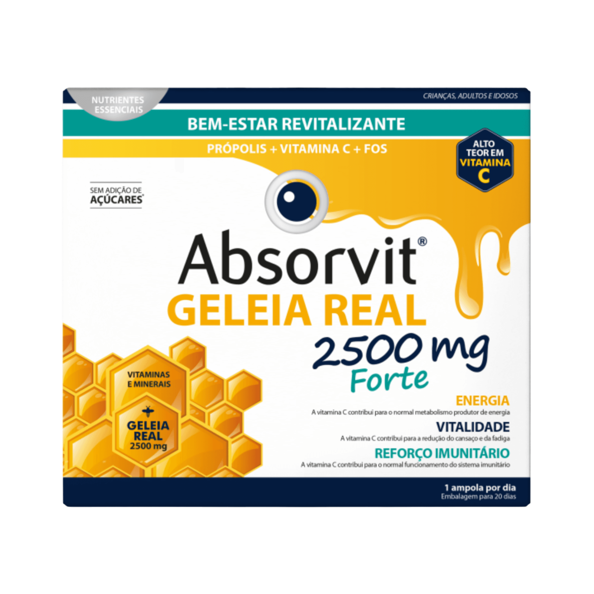 Absorvit Geleia Real Forte 2500mg 20 Ampolas