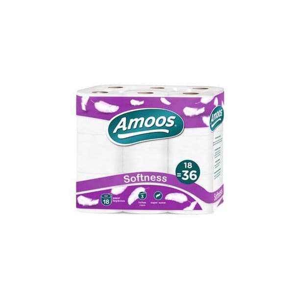 Amoos Papel Higiénico Doméstico 30mts 3Fls 18 Rolos - 6501045