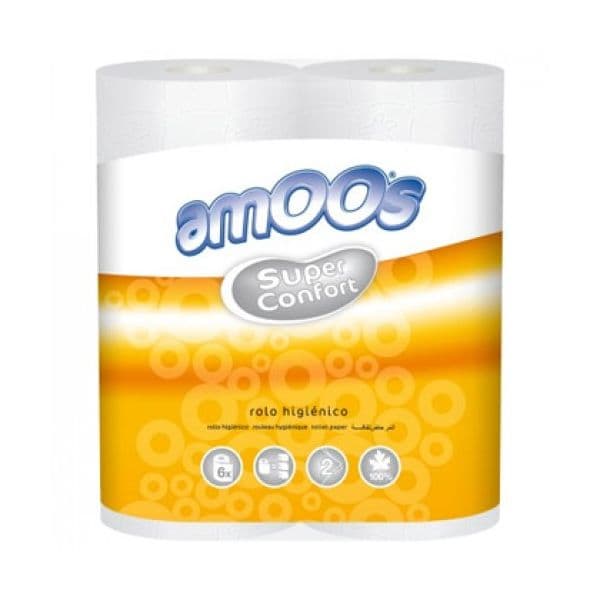 Amoos Papel Higiénico 2 Folhas Branco Pack 6 Rolos