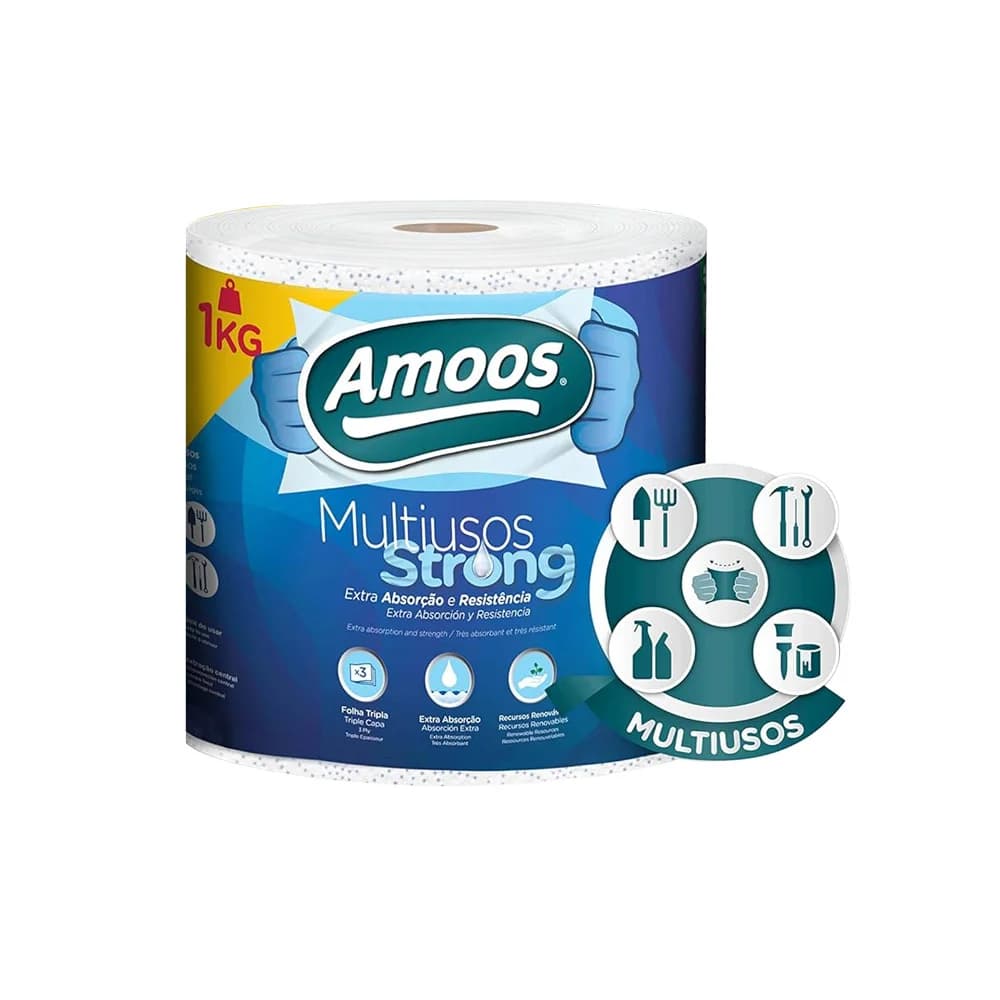 Amoos Strong Rolo Multiusos 3 Folhas 63g 70m x 22cm