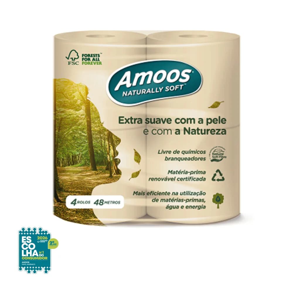 Amoos Papel Higiénico Naturally Soft 48mts 2Fls 4 Rolos