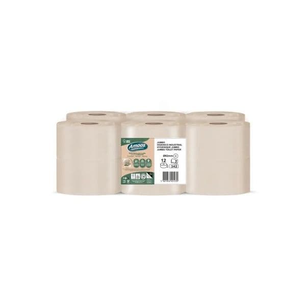Amoos Papel Higiénico Jumbo Naturally Soft Pasta Crua 120m 2 Folhas 12un Natural