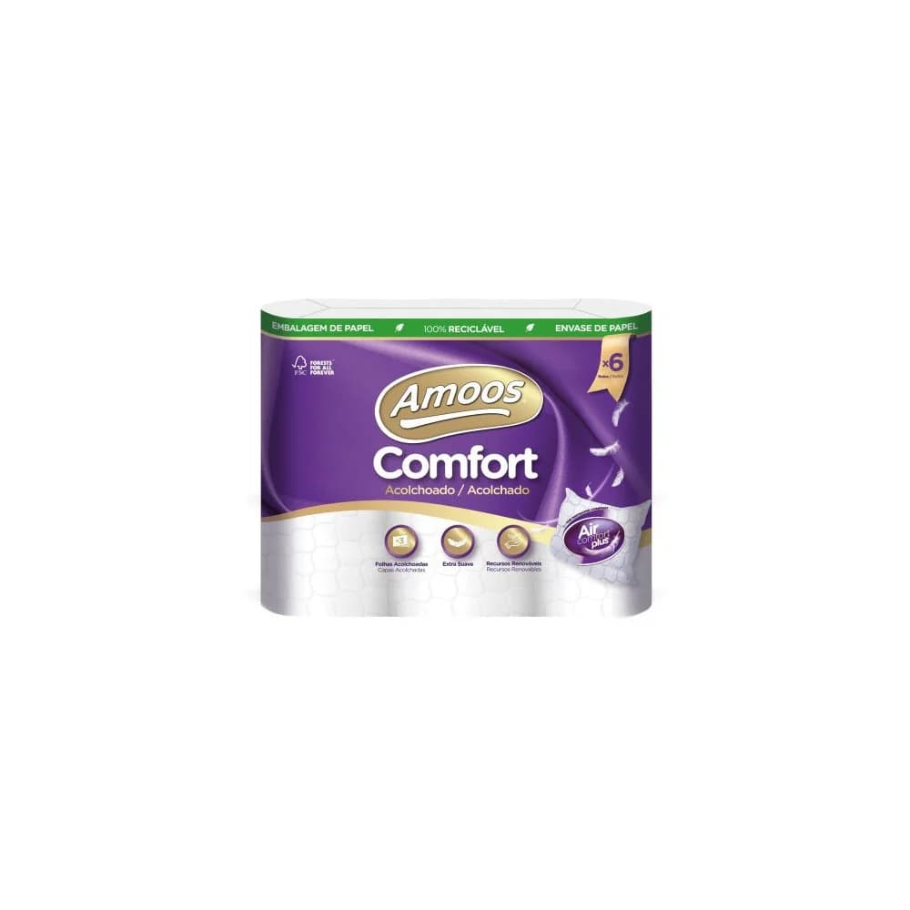 Papel Higiénico Doméstico 18mts 3Fls 48g Acolchoado 6 Rolos (1 Uni.)