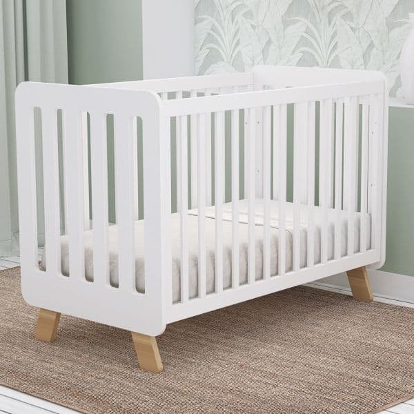 Berço Trama Cama de Grades 120x60cm Holi Branco Mate/pés Tola