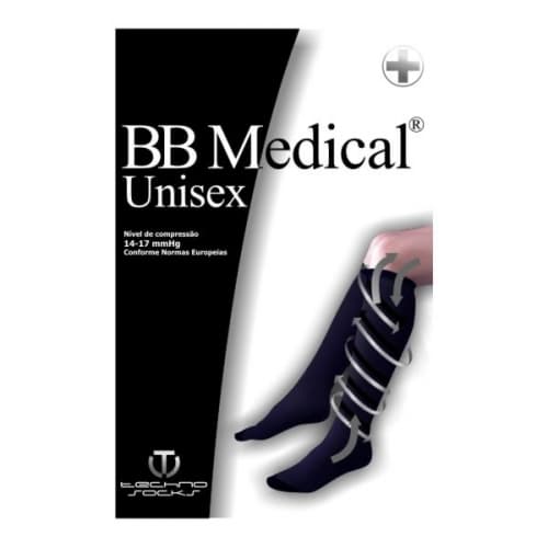 Meia até ao joelho Medical Unissex.(39/43.PRETO)