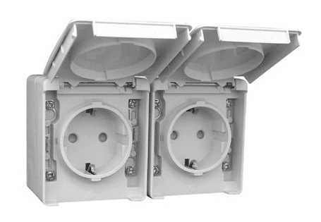 Tomada Dupla Schuko Horizontal com Obturador 48865