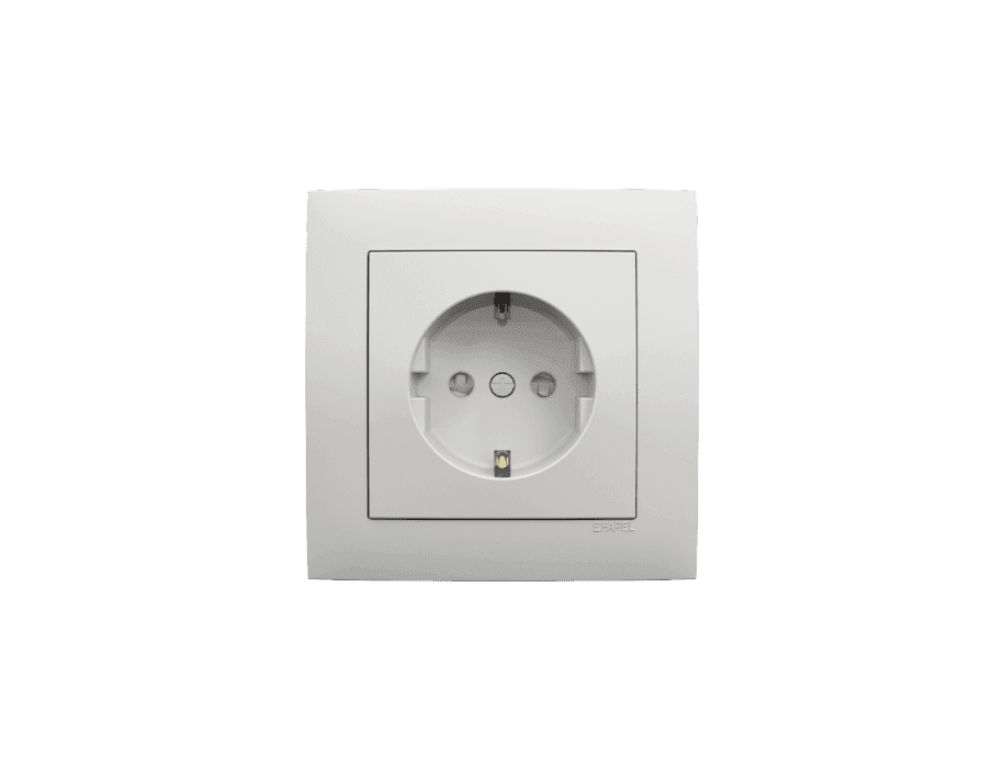 Tomada Schuko com Obturador Completa Logus 90 Branco