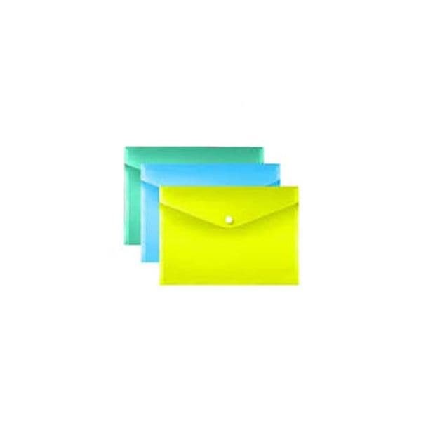 Alban Envelope de Plástico A4 c/ Botão Sortido Pack 3 Un.