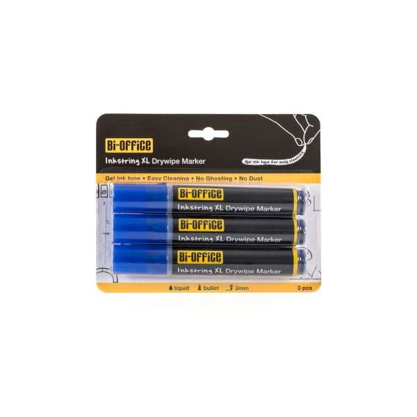 Bi-office Inkstring XL Marcador para Quadro Branco com Tinta de Gel e Ponta de 3 mm Azul 3 Un.
