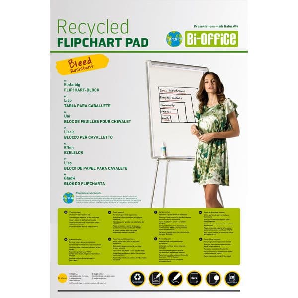 Bi-Office Bloco Papel p/ Flipchart 55gr. 585x810mm Earth-It - FL0111801