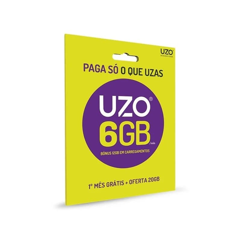 Cartão Telemóvel UZO 30 Dias 1000 Minutos Até 46GB