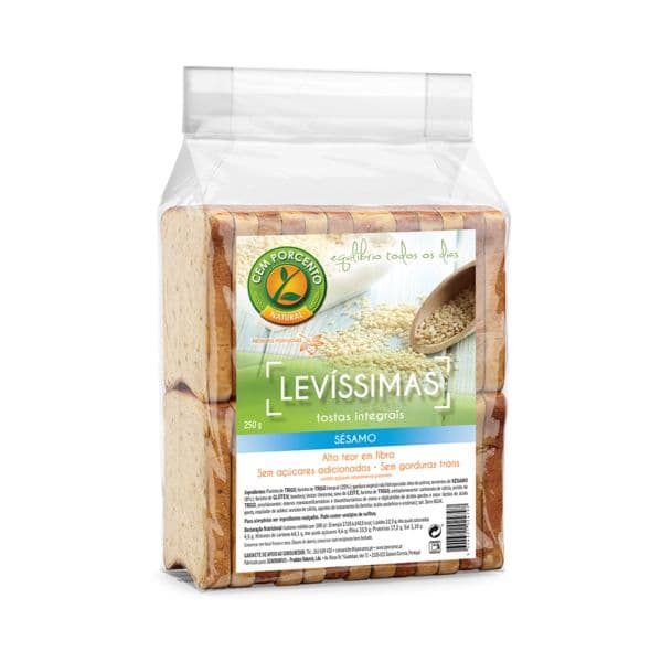 Cem Porcento Tostas de Sésamo Integrais 250g