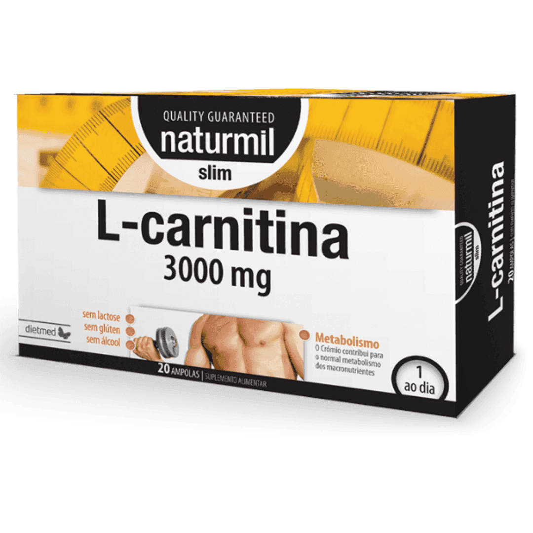 L-Carnitina Slim 3000 mg 20 Ampolas Naturmil15ml, 20 ampolas