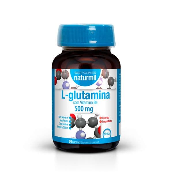 Naturmil L-Glutamina 500mg com Vitamina B6 60 Cápsulas