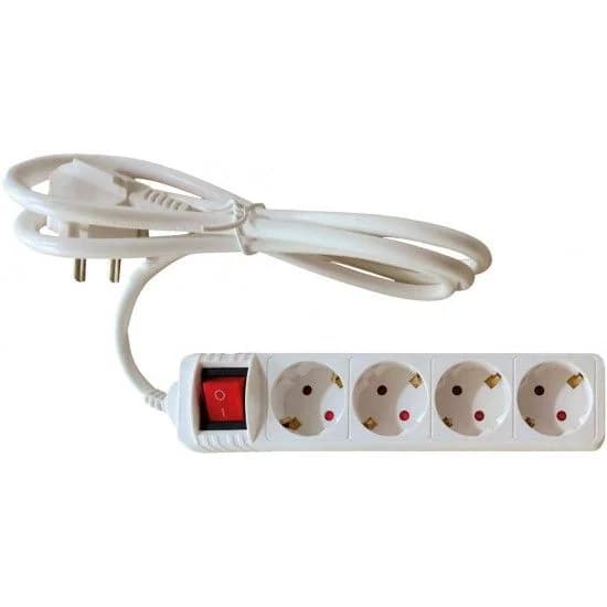 Extensão elétrica com interruptor 4 tomadas YL-2118 3G1,5mm2 3,0m refª 065.0055 MACFER - 065.0055 - Ferramentaspro.pt