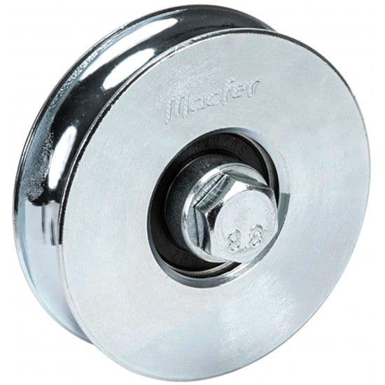 Roda "U" com parafuso 1 rolamento galvanizada U1P 80x20mm (M10 55mm) refª 206.0004 MACFER