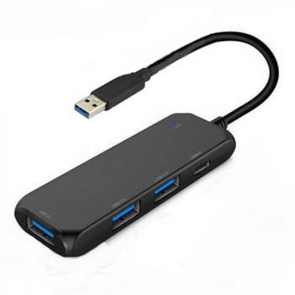 HQ Hub Usb 3.0 Compacto De 4 Portas (3x Usb-a + 1x Usb-c) Preto