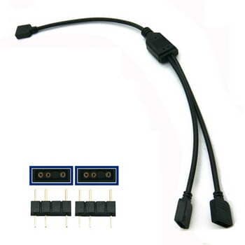 Cabo Splitter Argb Led 3pinos 5v(f)>2x 3P 5v(f/m) Preto 3P 30cm