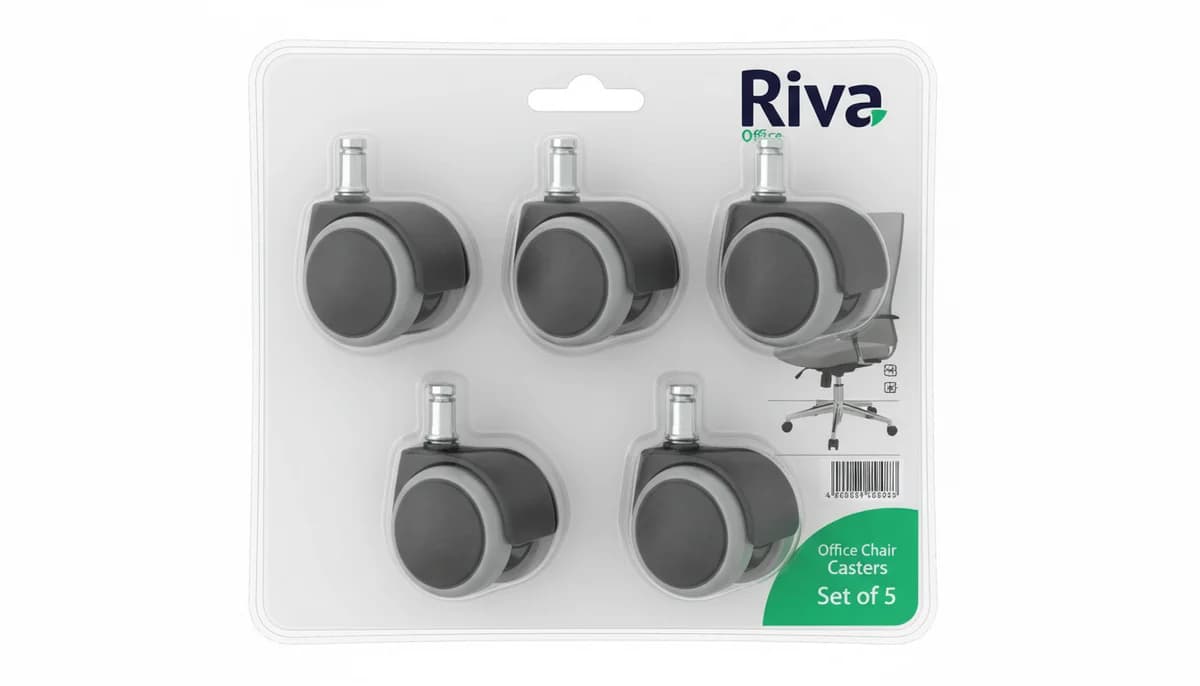 Pack 5 Rodas Pvc para Cadeiras 50mm