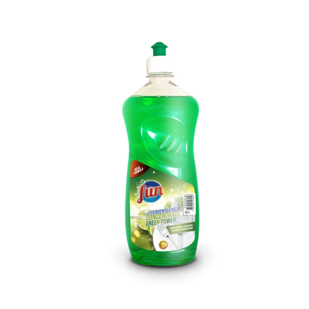 Fun Loiça Concentrado Verde Green Power - Detergente Manual Desengordurante com Brilho Intenso 1L