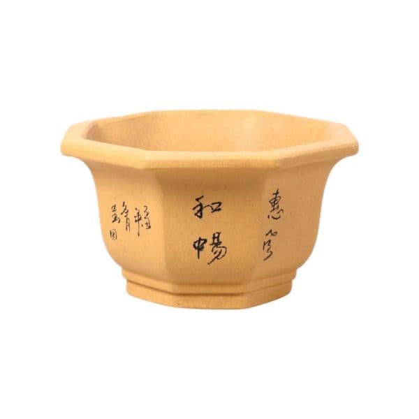 Luso Bonsai Vaso de Bonsai Hexagono 15*15*8 cm c/ Desenhos Sem Esmalte - Yixing - 06670