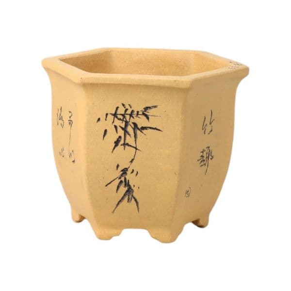 Luso Bonsai Vaso de Bonsai Cascata 12*10*11 cm c/ Desenhos Sem Esmalte - Yixing - 06682
