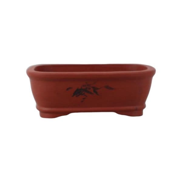 Luso Bonsai Vaso de Bonsai Rectangular 20,5*16*7 cm c/Desenhos Sem Esmalte - Yixing - 06837