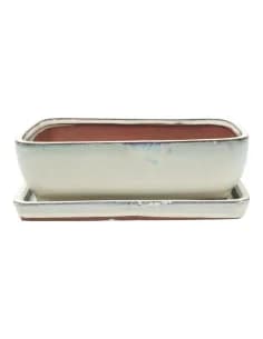 Rectangular Bonsai Pot + Tray 19*15*7.5 cm Cream - Yixing