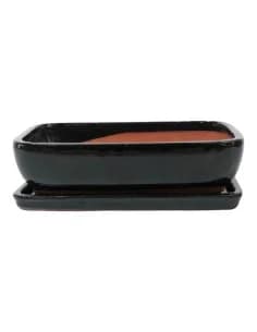 Pot of Bonsai Rectangular + Saucer 19*15*7.5 cm Black - Yixing