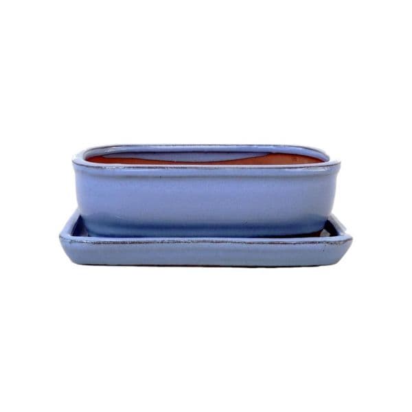 Luso Bonsai Vaso de Bonsai Rectangular + Prato 15.5*11*5.5 cm Cinza ou Roxo - Yixing - 83597
