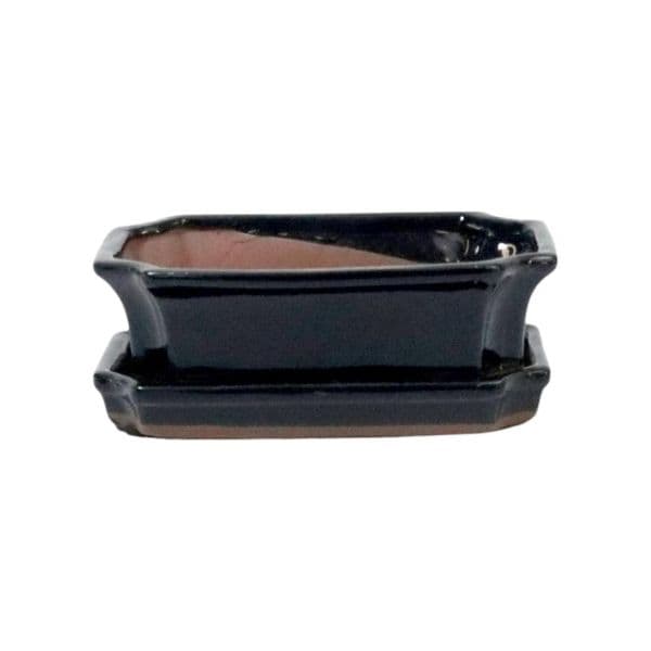 Luso Bonsai Vaso de Bonsai Rectangular + Prato 26*19,5*8 cm Preto - Yixing - 83849