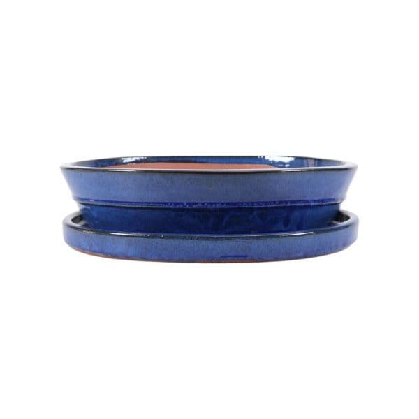 Luso Bonsai Vaso de Bonsai Oval + Prato 41,5*32*9,5 cm Azul - Yixing - 84292