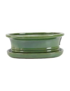 Pot of Bonsai Oval + Saucer 19.5*15*6 cm Green - Yixing