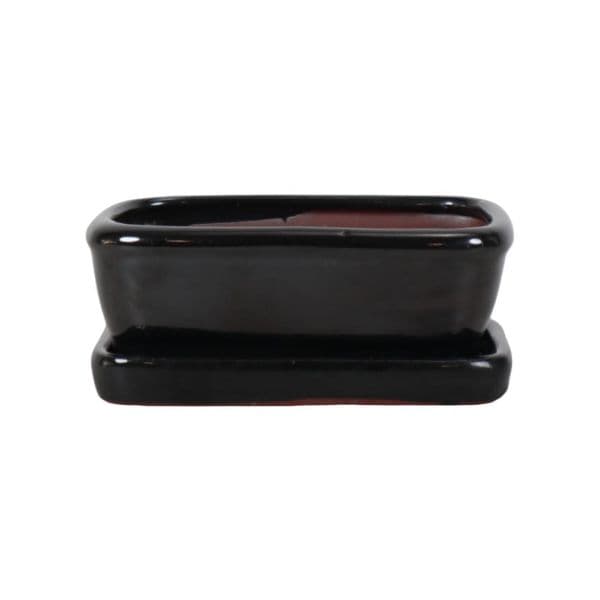 Luso Bonsai Vaso de Bonsai Rectangular + Prato 15*12*5,5 cm Preto - Yixing - 84779