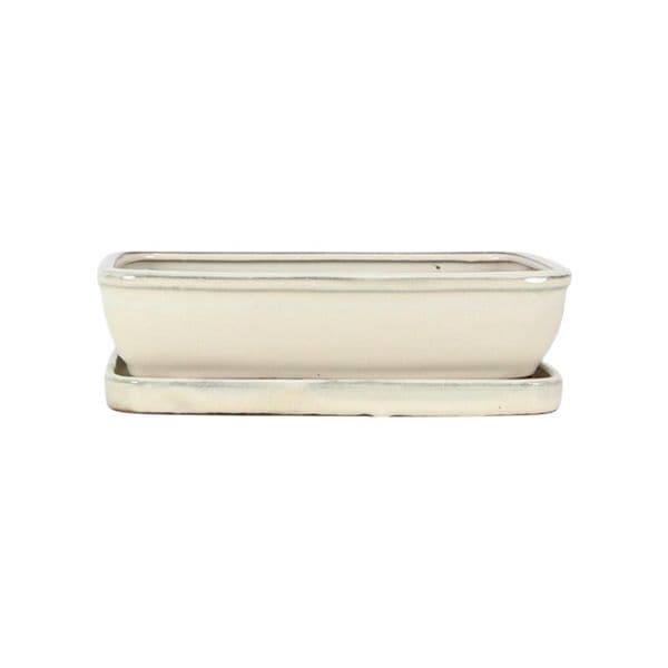 Luso Bonsai Vaso de Bonsai Rectangular + Prato 25*19,5*6,5 cm Creme - Yixing - 85483