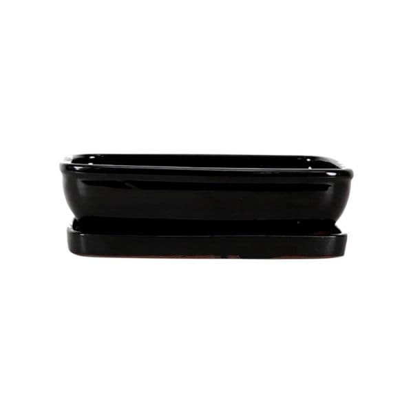 Luso Bonsai Vaso de Bonsai Rectangular + Prato 25*19,5*6,5 cm Preto - Yixing - 85489