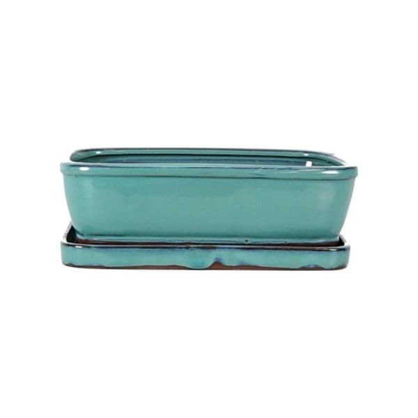 Luso Bonsai Vaso de Bonsai Rectangular Prato 29,5*24,5*8 cm Verde - Yixing - 85494