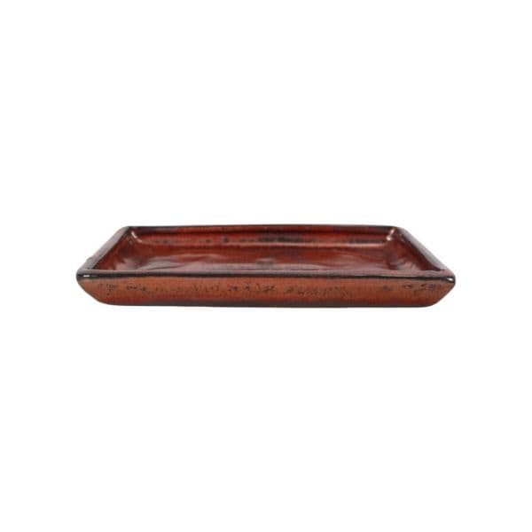 Luso Bonsai Prato Cerâmico Rectangular 16*12*1,5 cm Castanho Oxido - 86660