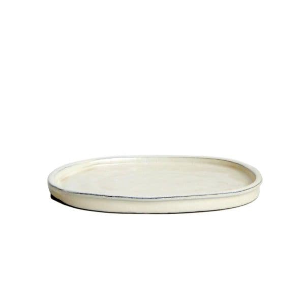 Luso Bonsai Prato Cerâmico Oval 31*24*2,5 cm Creme - 86743