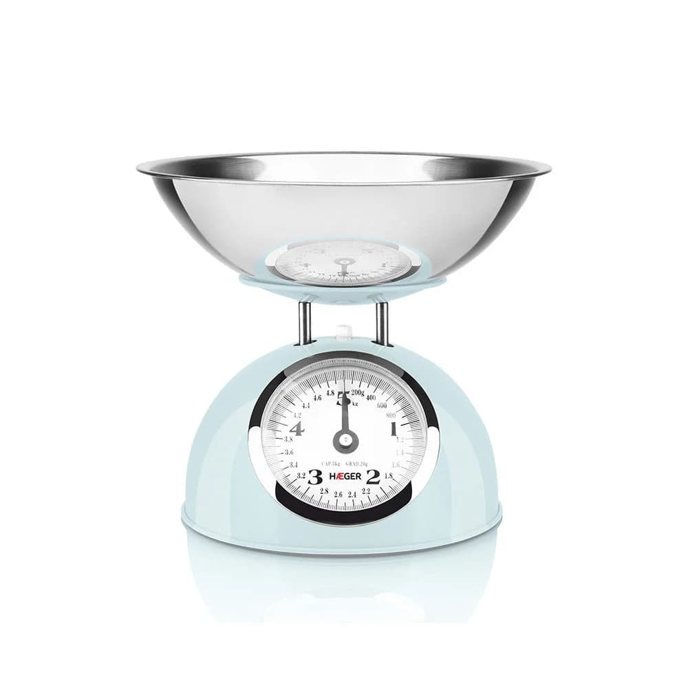 Balança de Cozinha HAEGER Pastel Blue | 5kg, 20g, Aço Inox